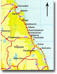 map showing roads leading to Toppigala area